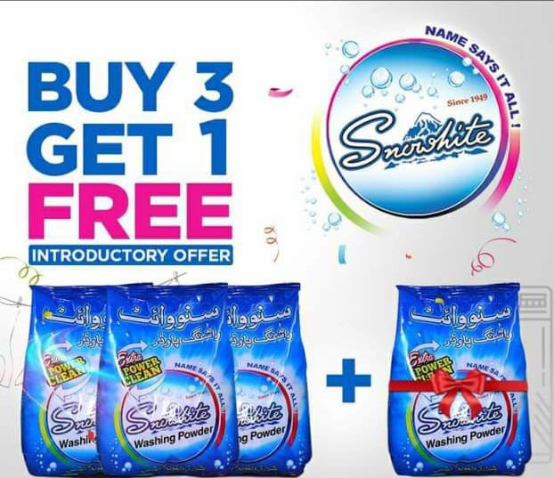 Buy 3 (250x3=750) Snowhite washing powder 500 gm Get 1 Packet Free
